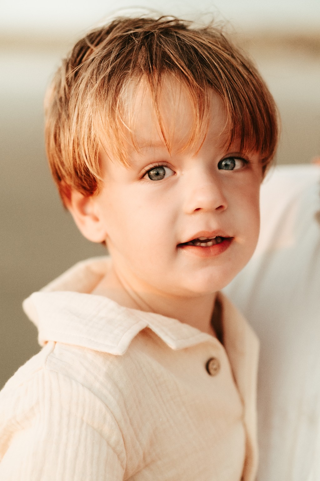 A close portrait of the McCormicks' young son